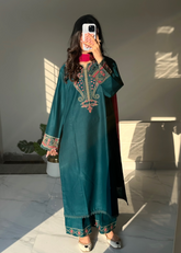 Teal & Pink Embroidered 3-Piece (26NS038)