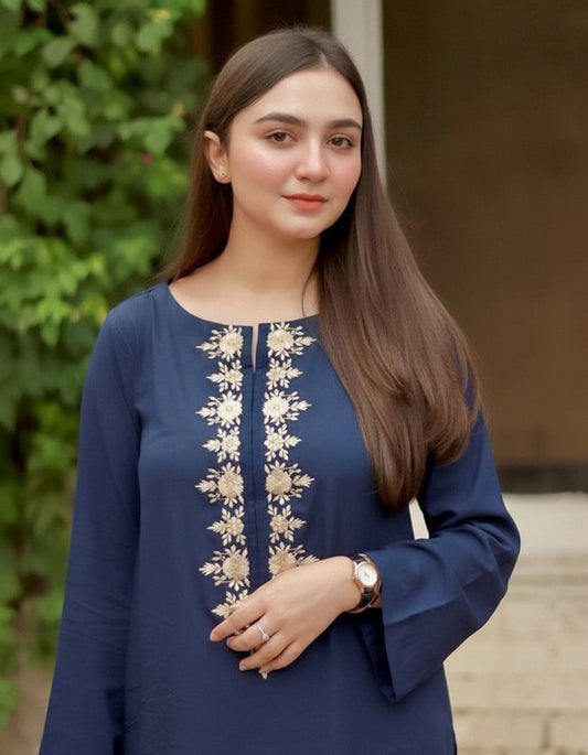 Dark Blue Embroidered 2 pc