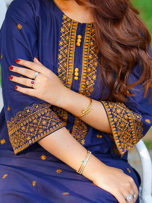 Royal Blue Embroidered 2 piece