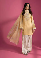 Sadaf Cream  Embroidered  3 pc (Short Shirt with Farshi Shalwar)