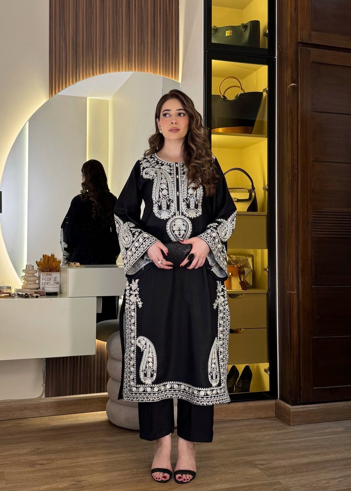 Aarzoo Black  Embroidered 3 pc