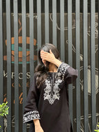 Lavish Black Embroidered 2 PC (Short Shirt with Farshi Shalwar)