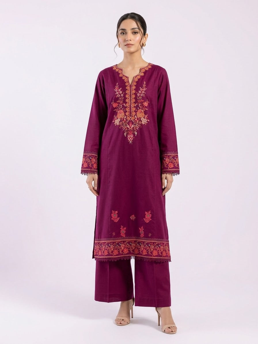Mahira –   Maroon Embroidered 3 pc