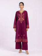 Mahira –   Maroon Embroidered 3 pc