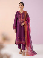 Mahira –   Maroon Embroidered 3 pc