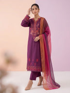 Mahira –   Maroon Embroidered 3 pc