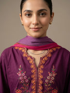 Mahira –   Maroon Embroidered 3 pc