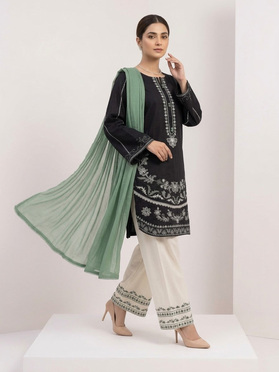 Dua – Black Embroidered 3 pc
