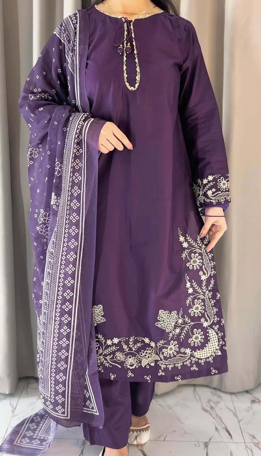 Ruby  Embroidered 3 pc