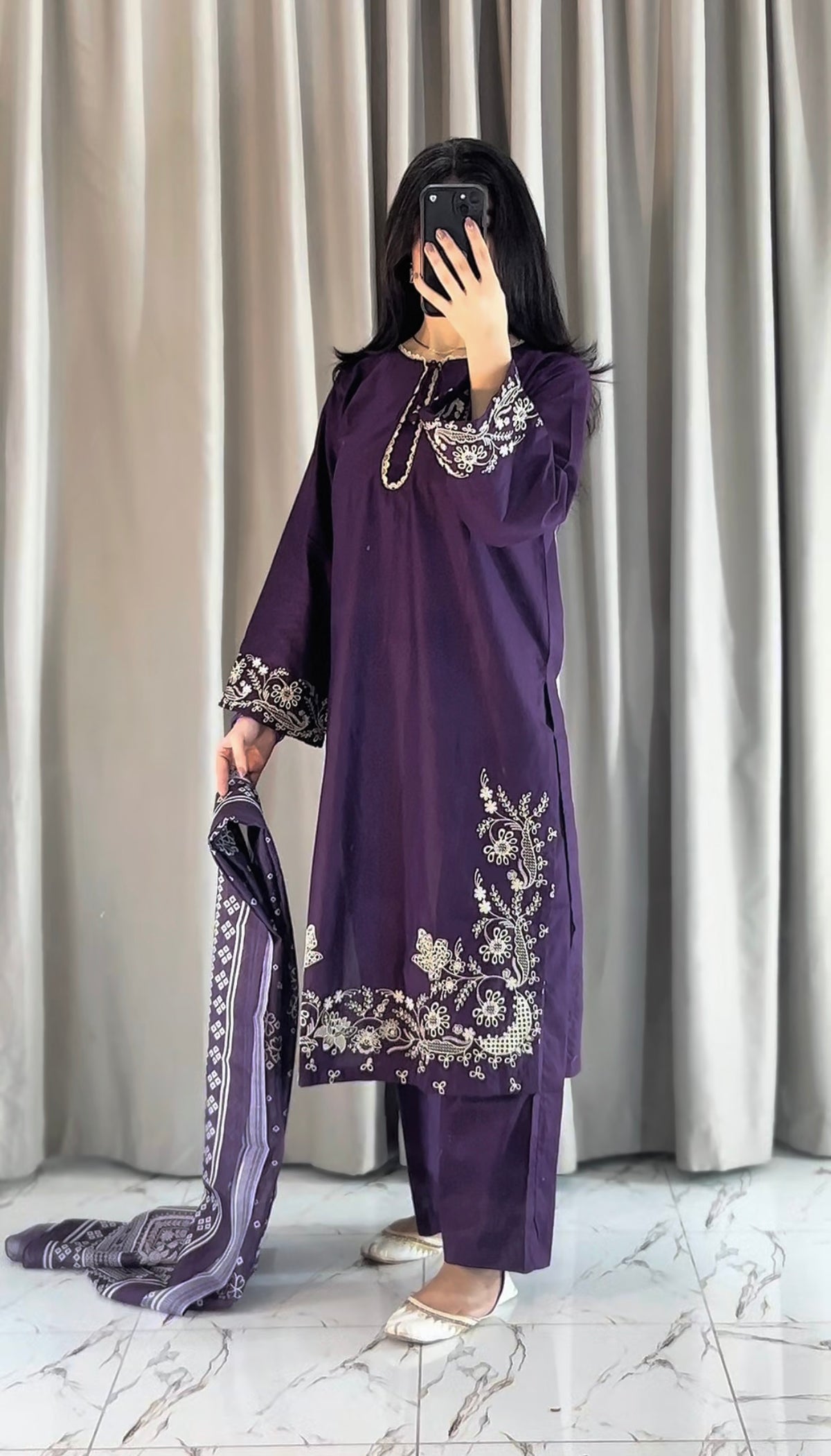 Ruby  Embroidered 3 pc