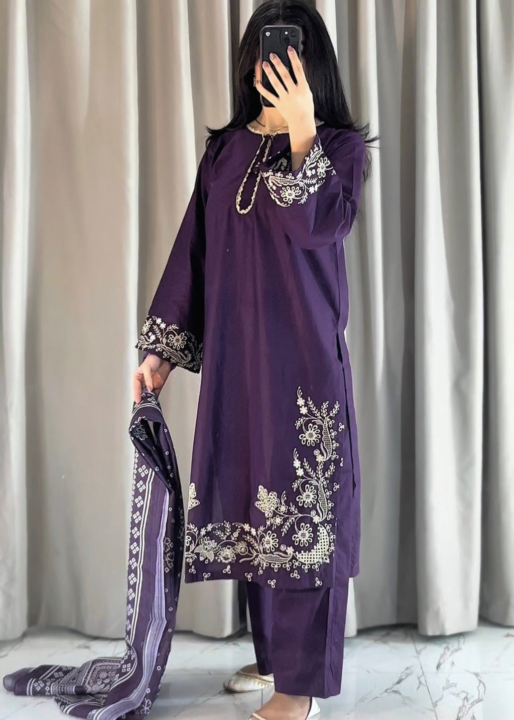Ruby  Embroidered 3 pc
