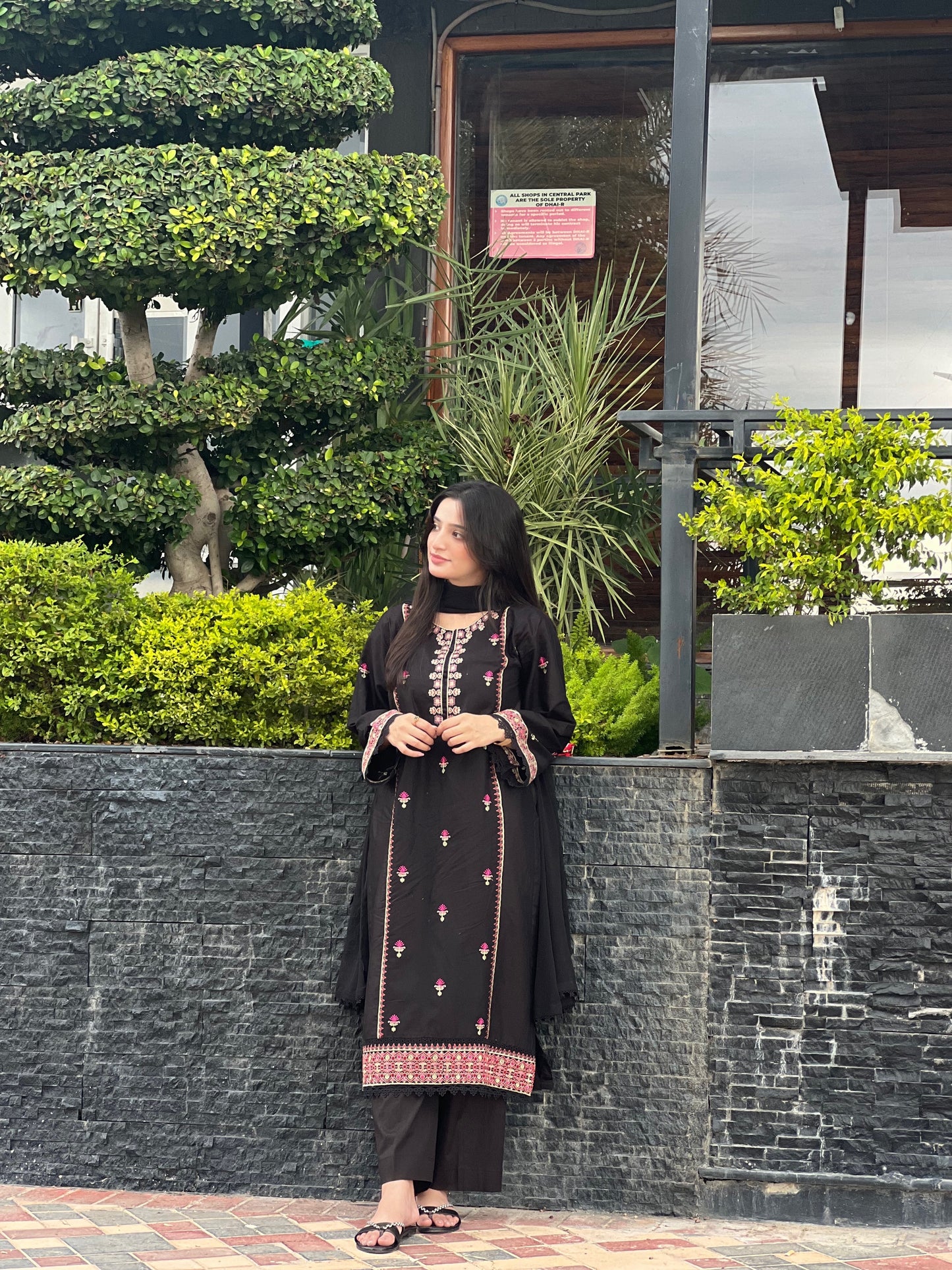 Black  Embroidered  3PC