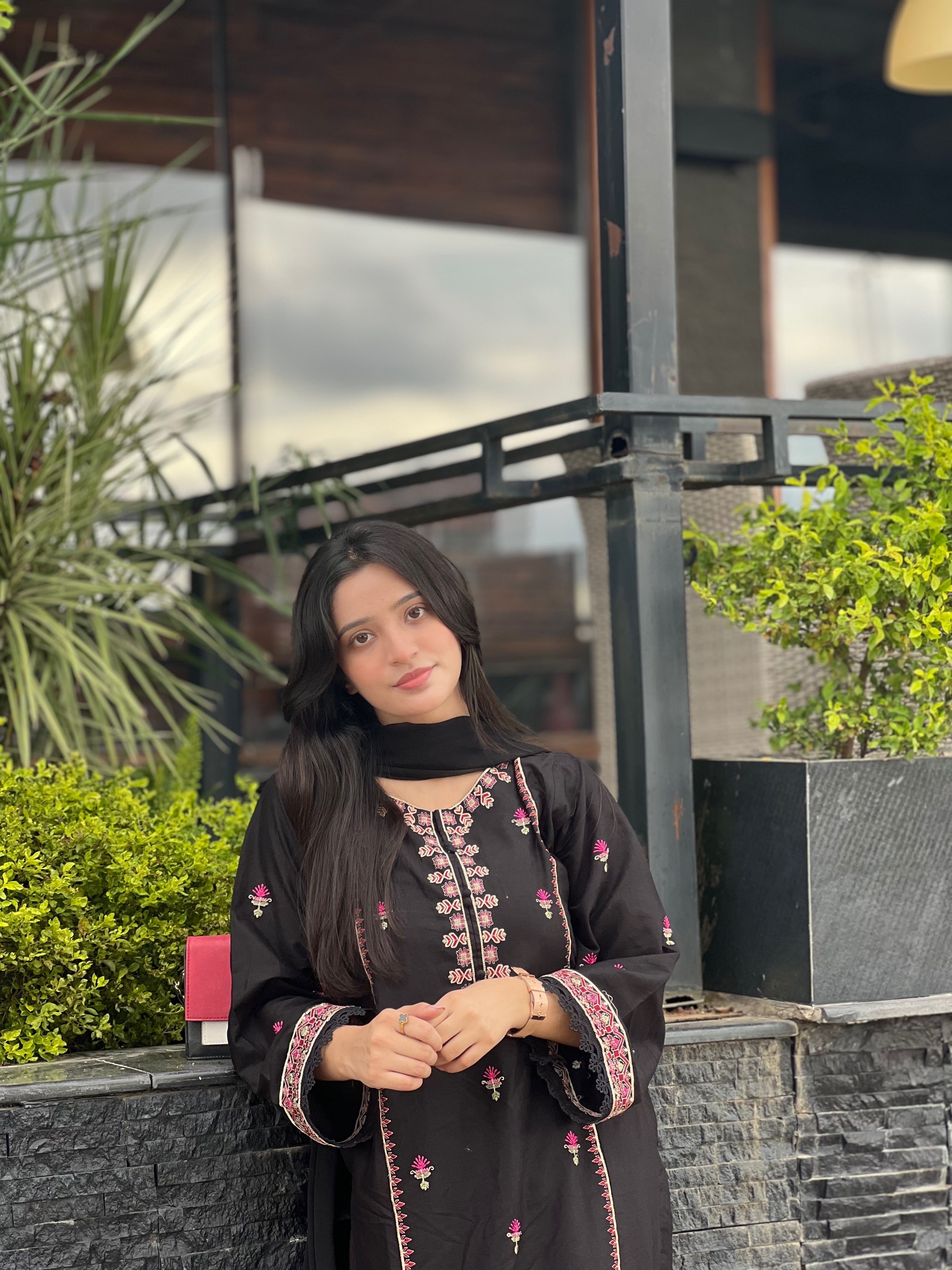 Black  Embroidered  3PC