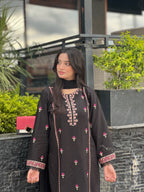 Black  Embroidered  3PC
