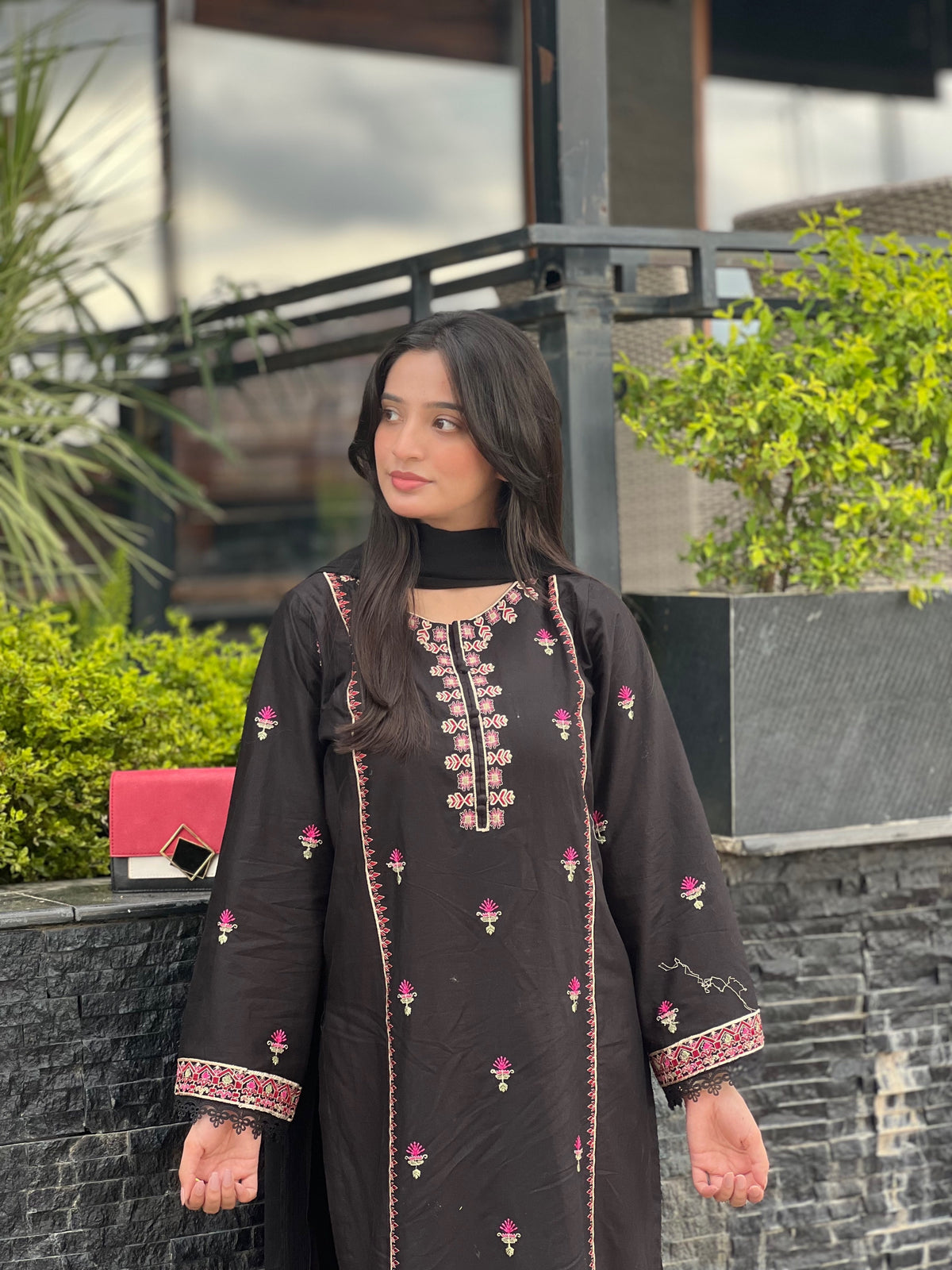 Black  Embroidered  3PC 26NS004