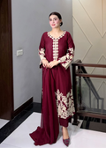 ZIMAL  Maroon Embroidered 3 pc