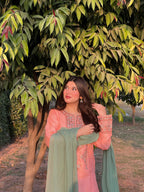 Coral Pink Embroidered 3PC