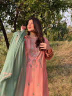 Coral Pink Embroidered 3PC