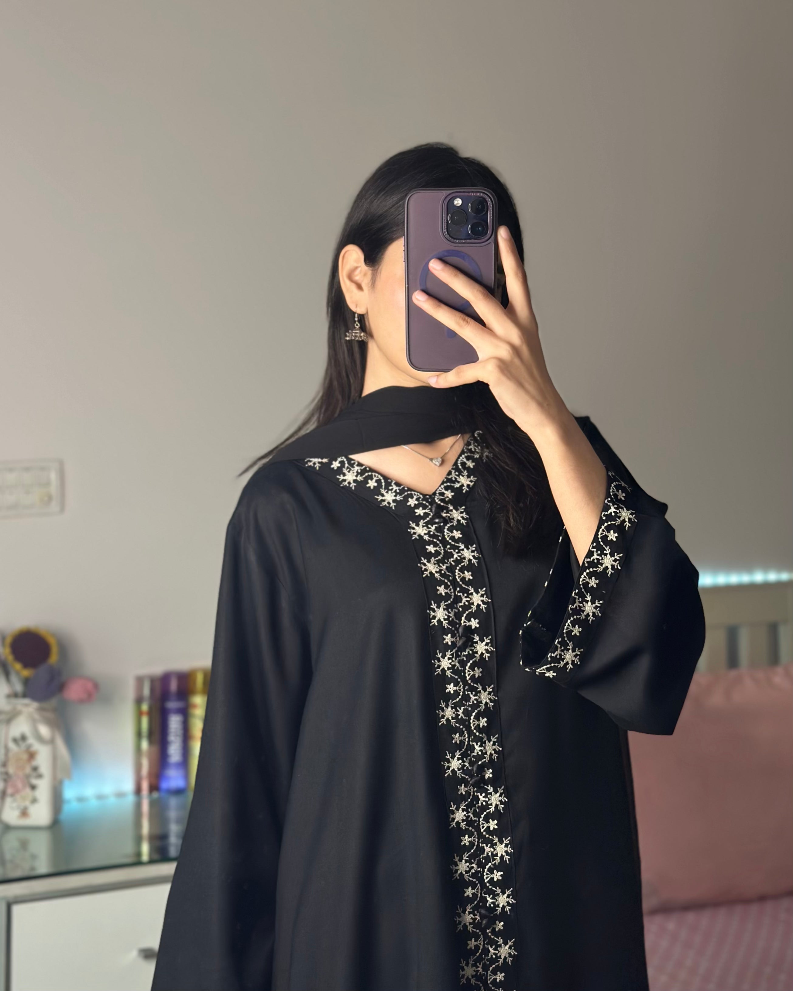 Noir  Black Embroidered 3PC