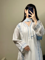 Moon white Embroidered 3PC