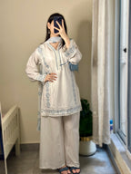 Moon white Embroidered 3PC