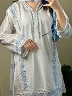 Moon white Embroidered 3PC