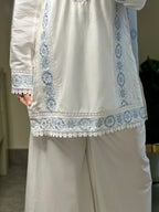Moon white Embroidered 3PC