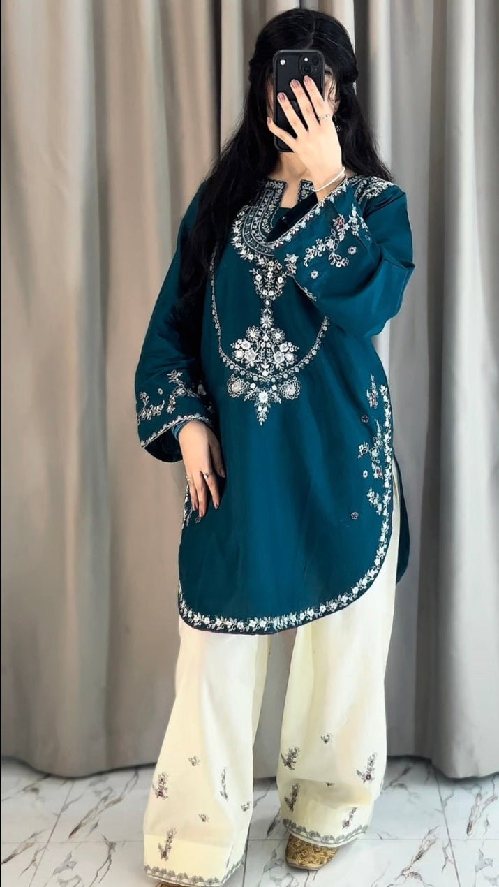 Mehnaaz - 2Pc (Short Shirt with Farshi Shalwar)