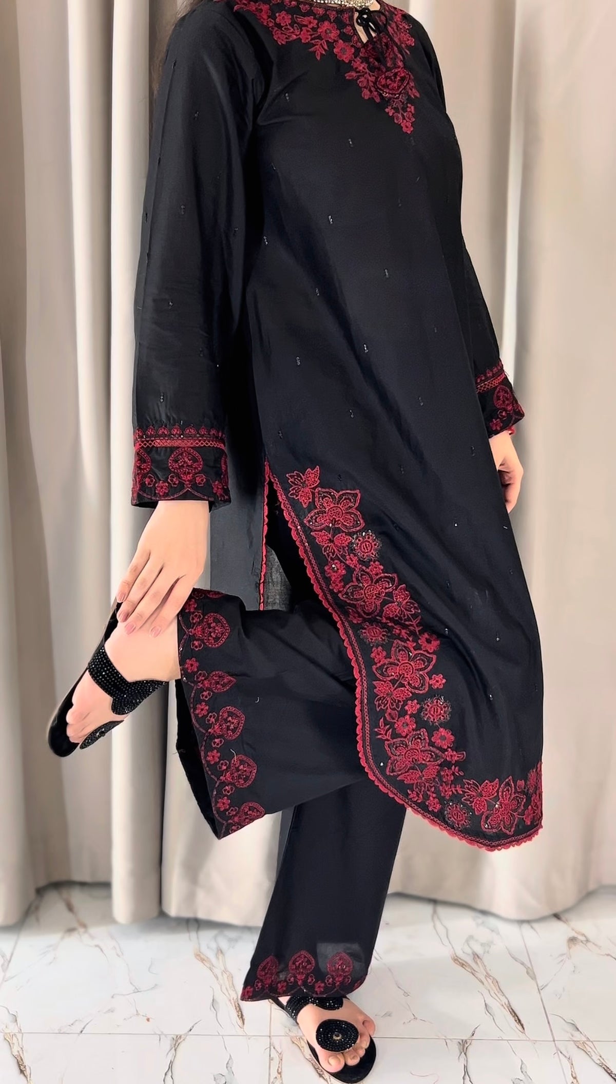 Juliet Black Embroidered 2PC