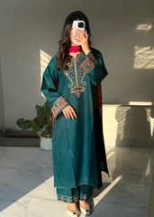 Teal & Pink Embroidered 3-Piece  (26NS038)