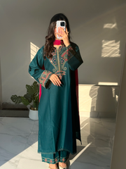 Teal & Pink Embroidered 3-Piece  (26NS038)