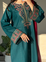 Teal & Pink Embroidered 3-Piece  (26NS038)
