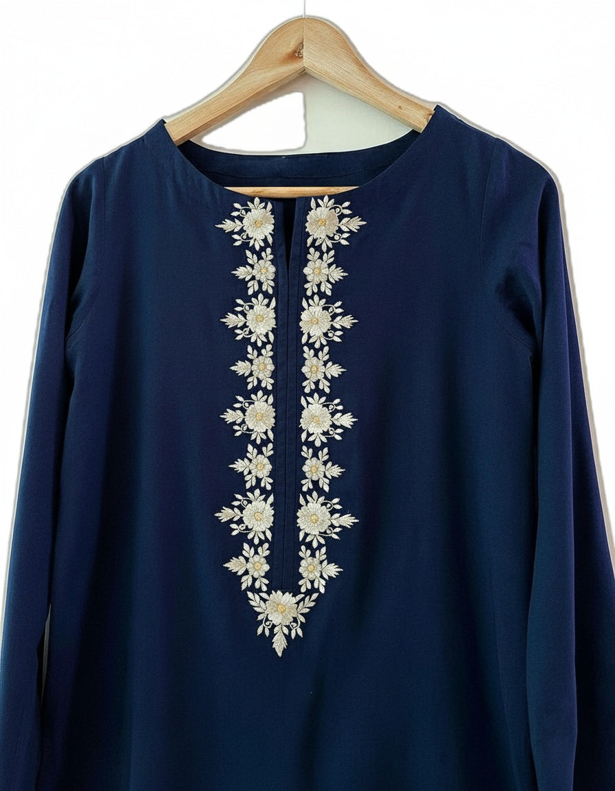 Dark Blue Embroidered 2 pc