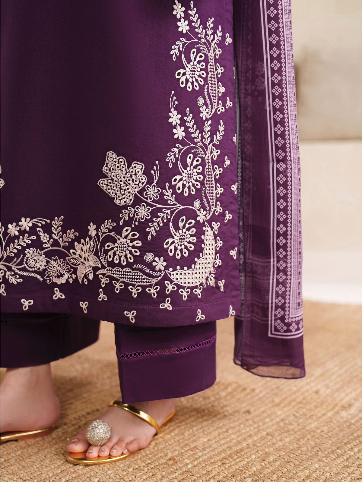 Ruby  Embroidered 3 pc