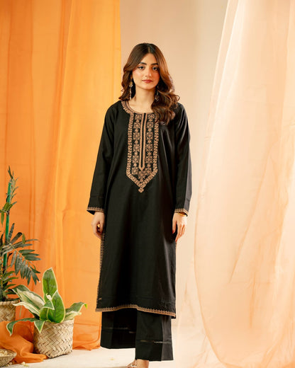 Royal Black Embroidered 2PC