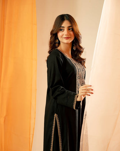 Royal Black Embroidered 2PC