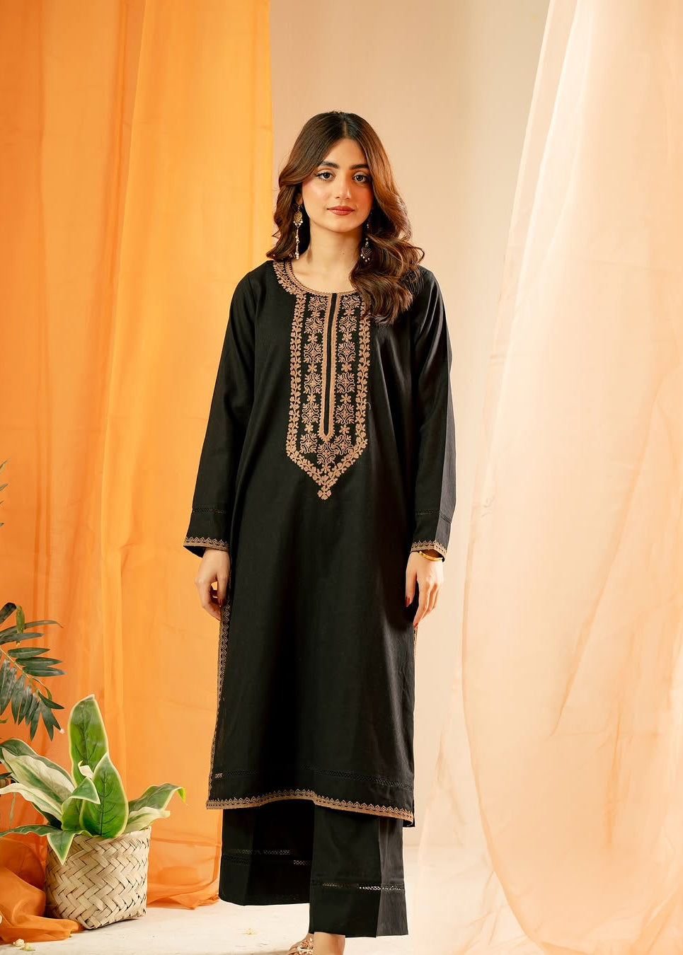 Royal Black Embroidered 2PC
