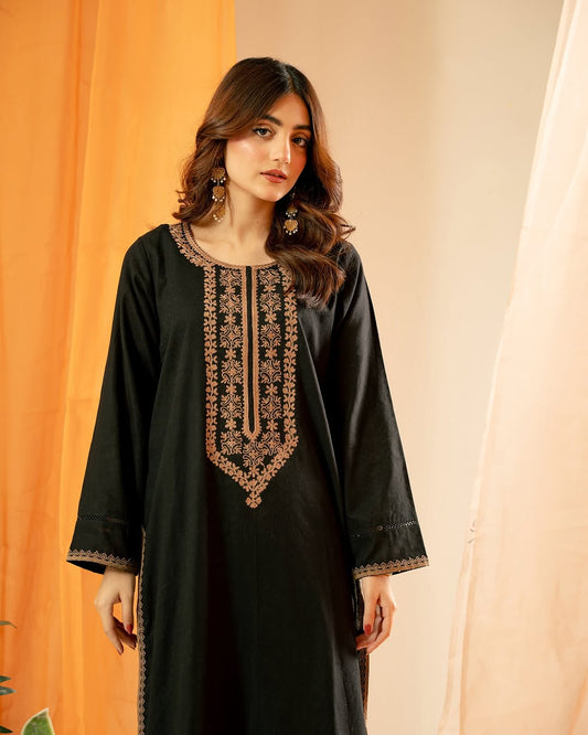 Royal Black Embroidered 2PC