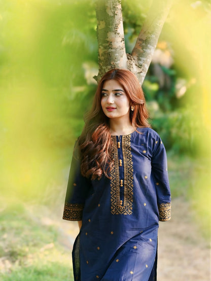 Royal  Blue Embroidered 2 piece