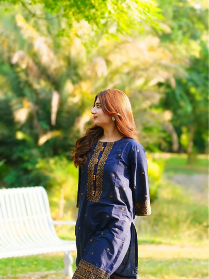 Royal  Blue Embroidered 2 piece