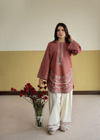 Pink Aura  embroidered 2 pc (Short Shirt with Farshi Shalwar)