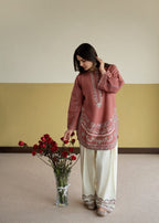 Pink Aura  embroidered 2 pc (Short Shirt with Farshi Shalwar)