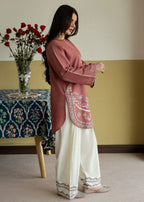 Pink Aura  embroidered 2 pc (Short Shirt with Farshi Shalwar)