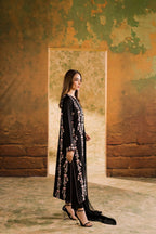 Dark Rose Black Embroidered 3 pc