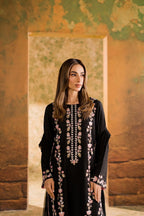 Dark Rose Black Embroidered 3 pc