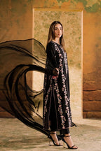 Dark Rose Black Embroidered 3 pc