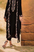Dark Rose Black Embroidered 3 pc