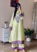 Yellow embroided 3PC