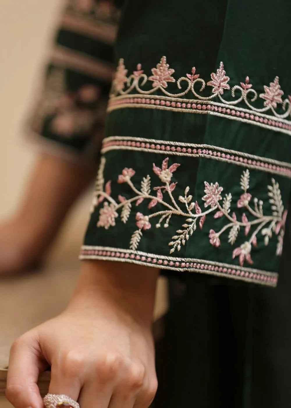 Pine Green Embroidered 3PC