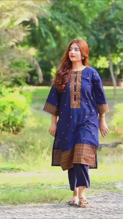 Royal  Blue Embroidered 2 piece